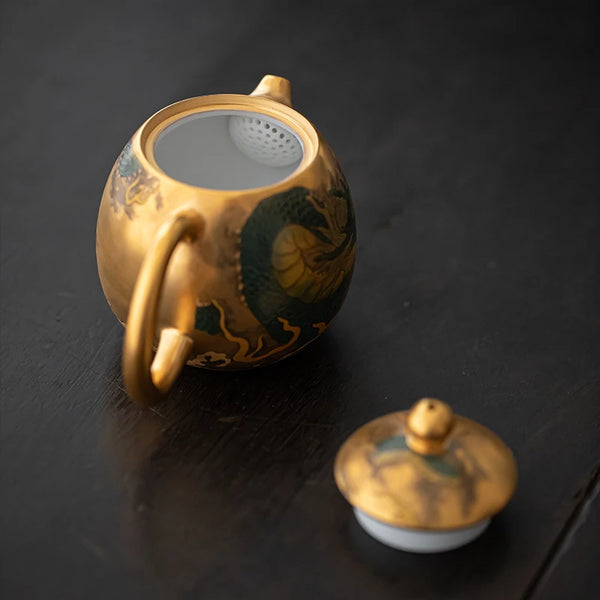 Gold Porcelain Teapot-ToShay.org