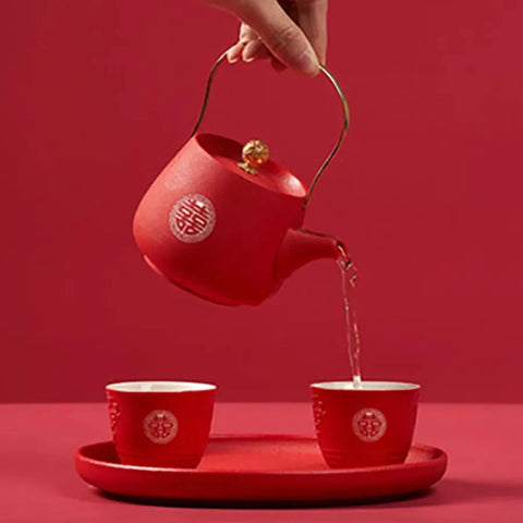 Red Ceramic Tea Set-ToShay.org