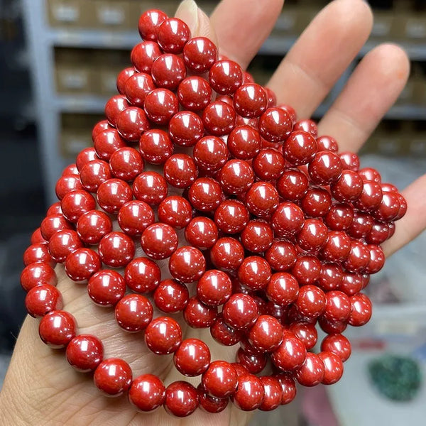 Red Cinnabar Bead Bracelet-ToShay.org