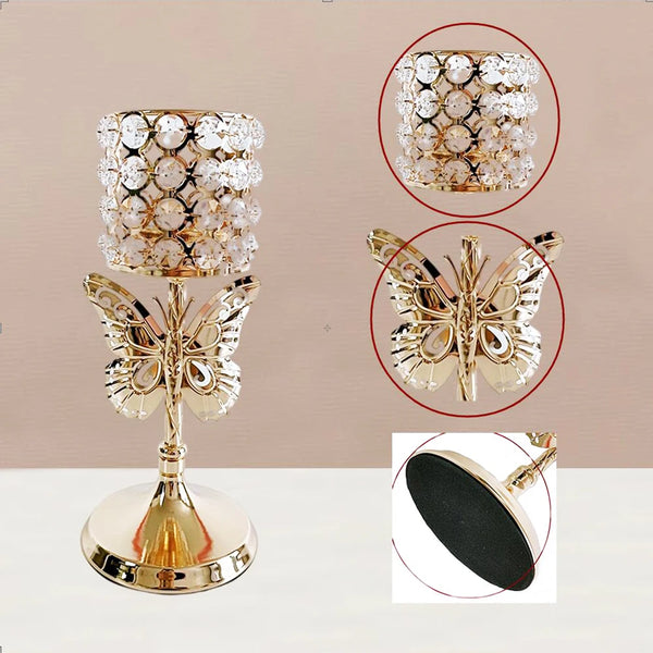 Gold Crystal Bead Candle Holders-ToShay.org