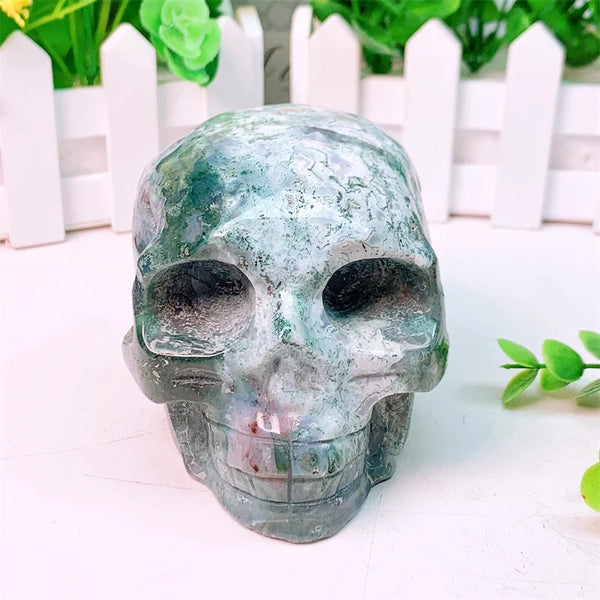 Green Moss Agate Skull-ToShay.org