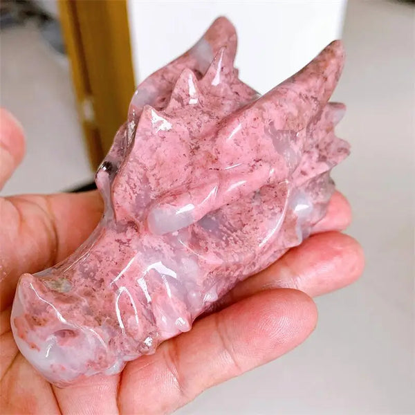 Pink Agate Dragon Head-ToShay.org