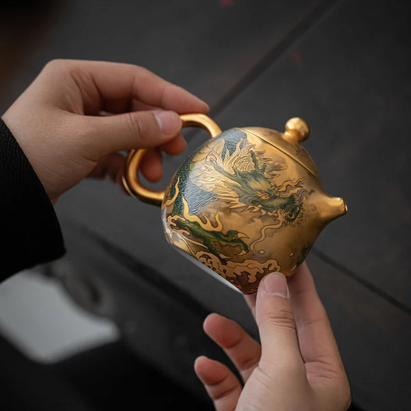 Gold Porcelain Teapot-ToShay.org