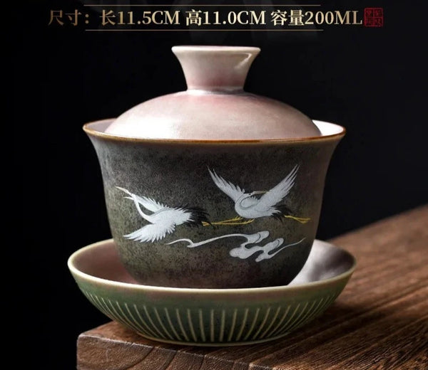 Crane Covered Tea Bowl-ToShay.org