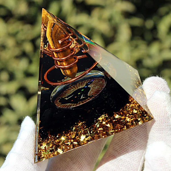 Energy Tiger Eye Orgonite Pyramid-ToShay.org