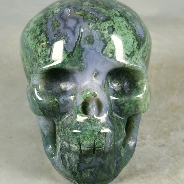 Green Moss Agate Skull-ToShay.org