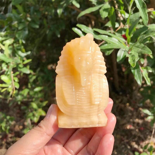 Yellow Calcite Pharaoh Bust-ToShay.org