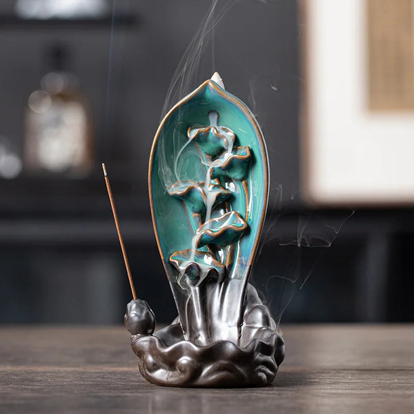 Lotus Fish Waterfall Incense Burner-ToShay.org