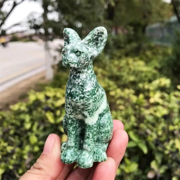 Green Leopard Print Stone Cat-ToShay.org