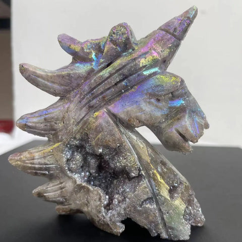 Grey Blue Sphalerite Unicorn Head-ToShay.org