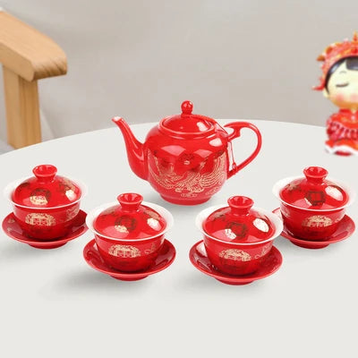 Red Gaiwan Tea Sets-ToShay.org