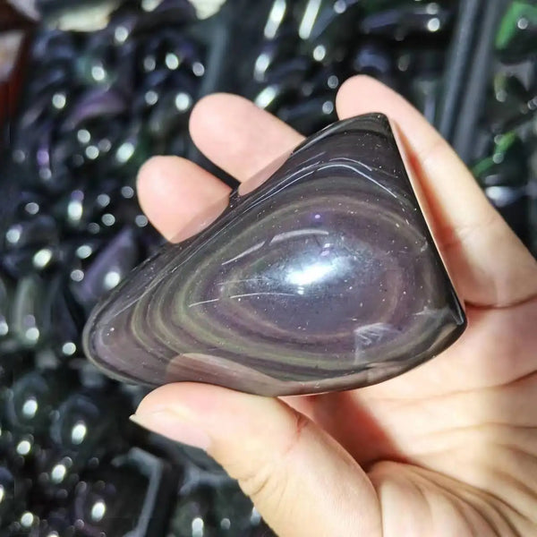 Black Rainbow Obsidian Palm Stones-ToShay.org