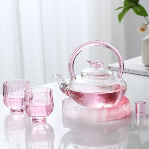 Pink Glass Teapot-ToShay.org