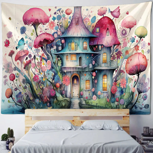 Mushroom House Tapestry-ToShay.org