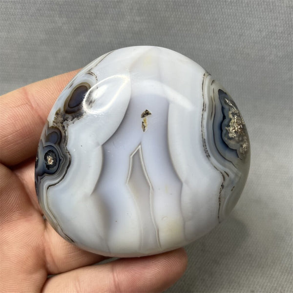 Yellow Milk Sky Eye Agate Palm Stone-ToShay.org