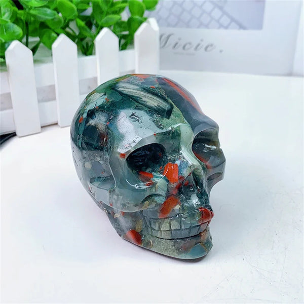 Green Blood Stone Agate Skull-ToShay.org