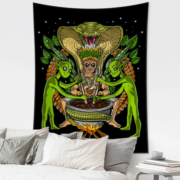 Mushroom Alien Tapestry-ToShay.org