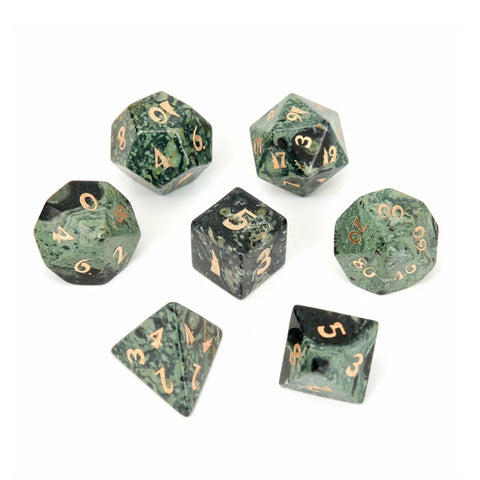 Green Kambaba Jasper Platonic Solid Dice-ToShay.org