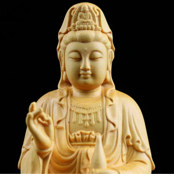 Wood Lotus Guanyin Buddha-ToShay.org