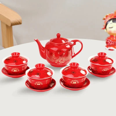 Red Gaiwan Tea Sets-ToShay.org