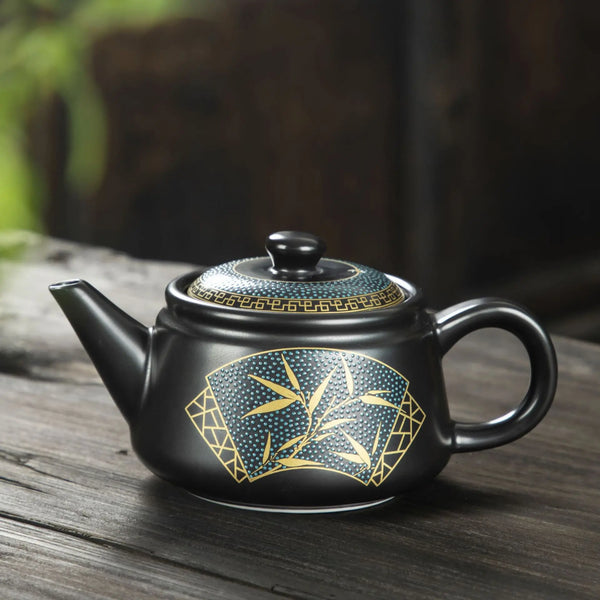 Black Gold Ceramic Teapot-ToShay.org