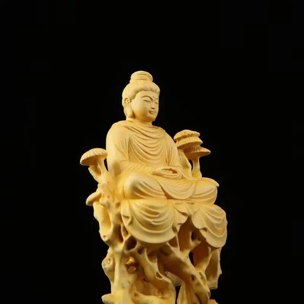 Wood Guanyin Sakyamuni Buddha-ToShay.org