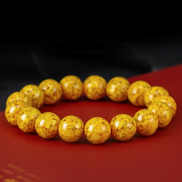 Yellow Cinnabar Bead Bracelet-ToShay.org