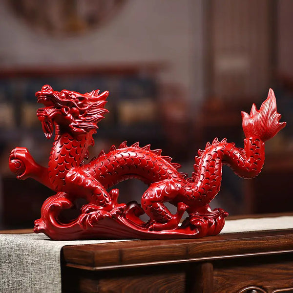 Red Wood Carved Dragon-ToShay.org