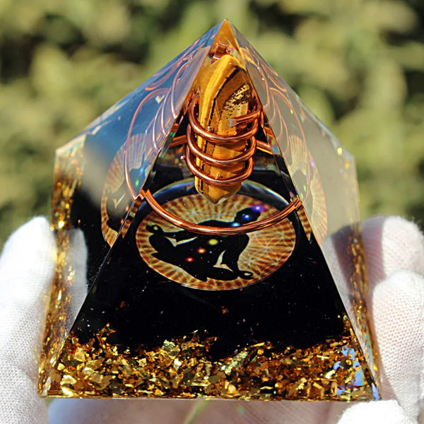 Energy Tiger Eye Orgonite Pyramid-ToShay.org