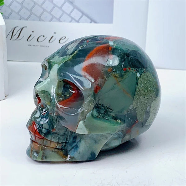 Green Blood Stone Agate Skull-ToShay.org