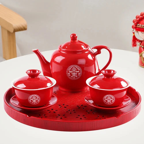 Red Ceramic Tea Set-ToShay.org