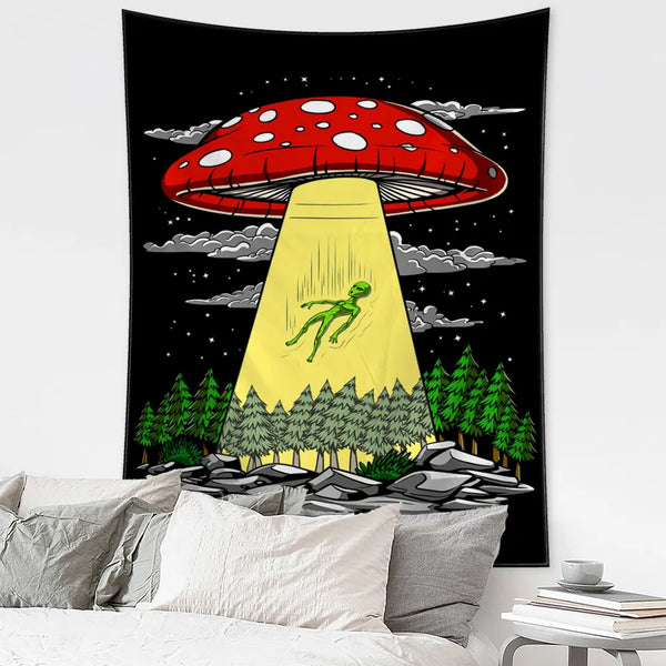 Mushroom Alien Tapestry-ToShay.org