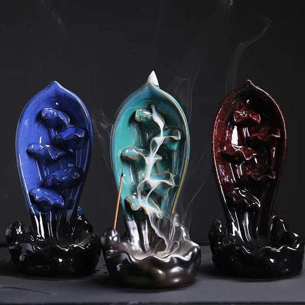 Lotus Fish Waterfall Incense Burner-ToShay.org