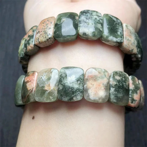 Green Flower Agate Bangle-ToShay.org