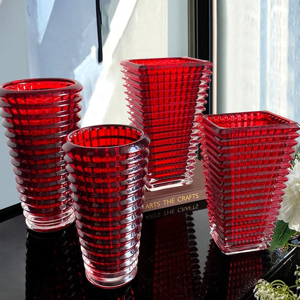 Red Crystal Glass Vase-ToShay.org