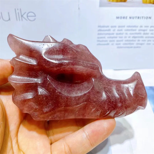 Red Strawberry Quartz Dragon Skull-ToShay.org