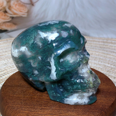 Green Moss Agate Skull-ToShay.org