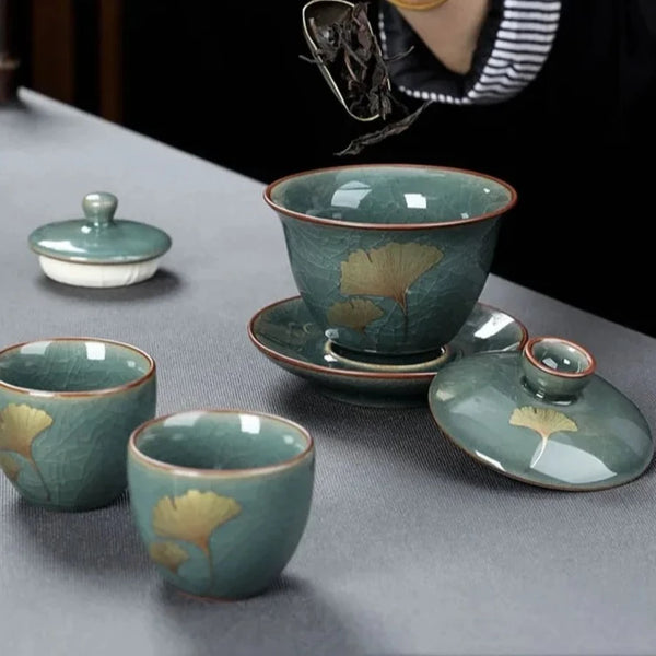 Green Crack Glaze Tea Set-ToShay.org