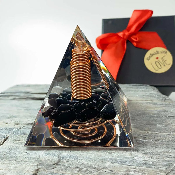 Energy Obsidian Orgonite Pyramid-ToShay.org