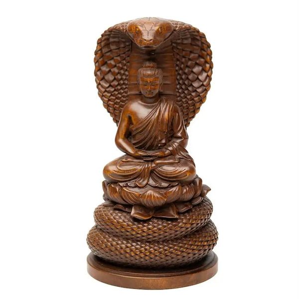 Wood Serpent Buddha Statue-ToShay.org