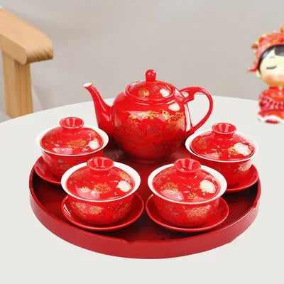 Red Gaiwan Tea Sets-ToShay.org