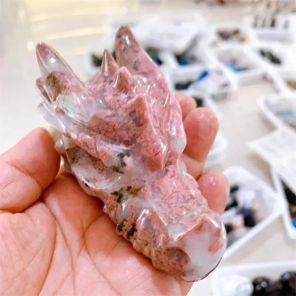 Pink Agate Dragon Head-ToShay.org