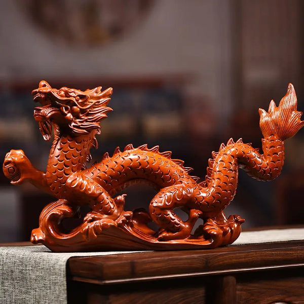 Red Wood Carved Dragon-ToShay.org