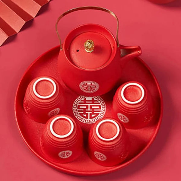 Red Ceramic Tea Set-ToShay.org