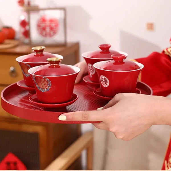 Red Ceramic Tea Bowls-ToShay.org