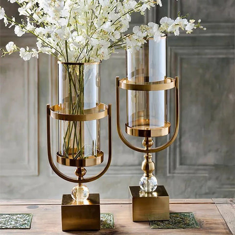 Glass Gold Floor Vases-ToShay.org