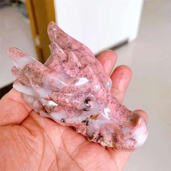 Pink Agate Dragon Head-ToShay.org