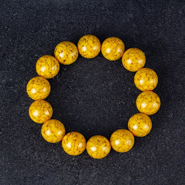 Yellow Cinnabar Bead Bracelet-ToShay.org