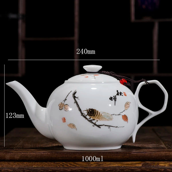 White Painted Porcelain Teapot-ToShay.org