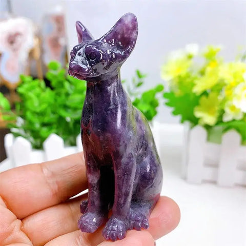 Purple Mica Cat Statue-ToShay.org